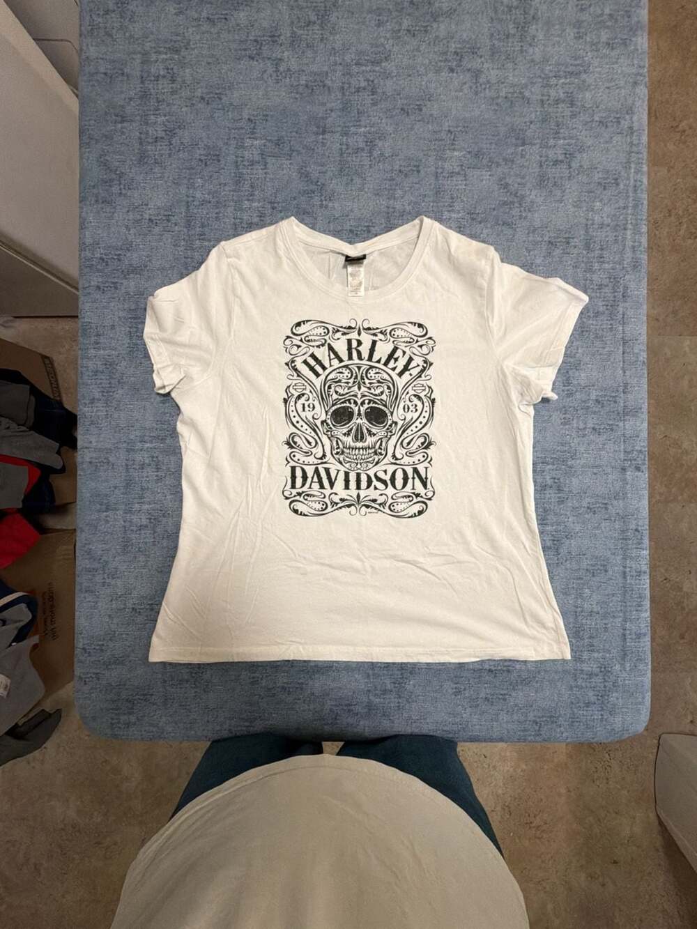 Harley-Davidson Yankee Bristol CT White Sugar Skull Short Sleeve T-Shirt Women